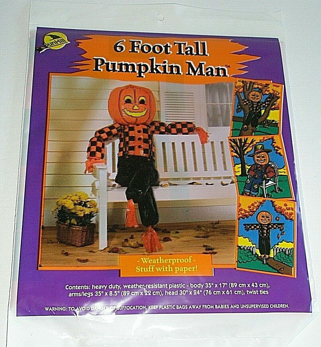 Vintage Sun Hill Pumpkin Man 6 ft. tall 1997 New USA WBR