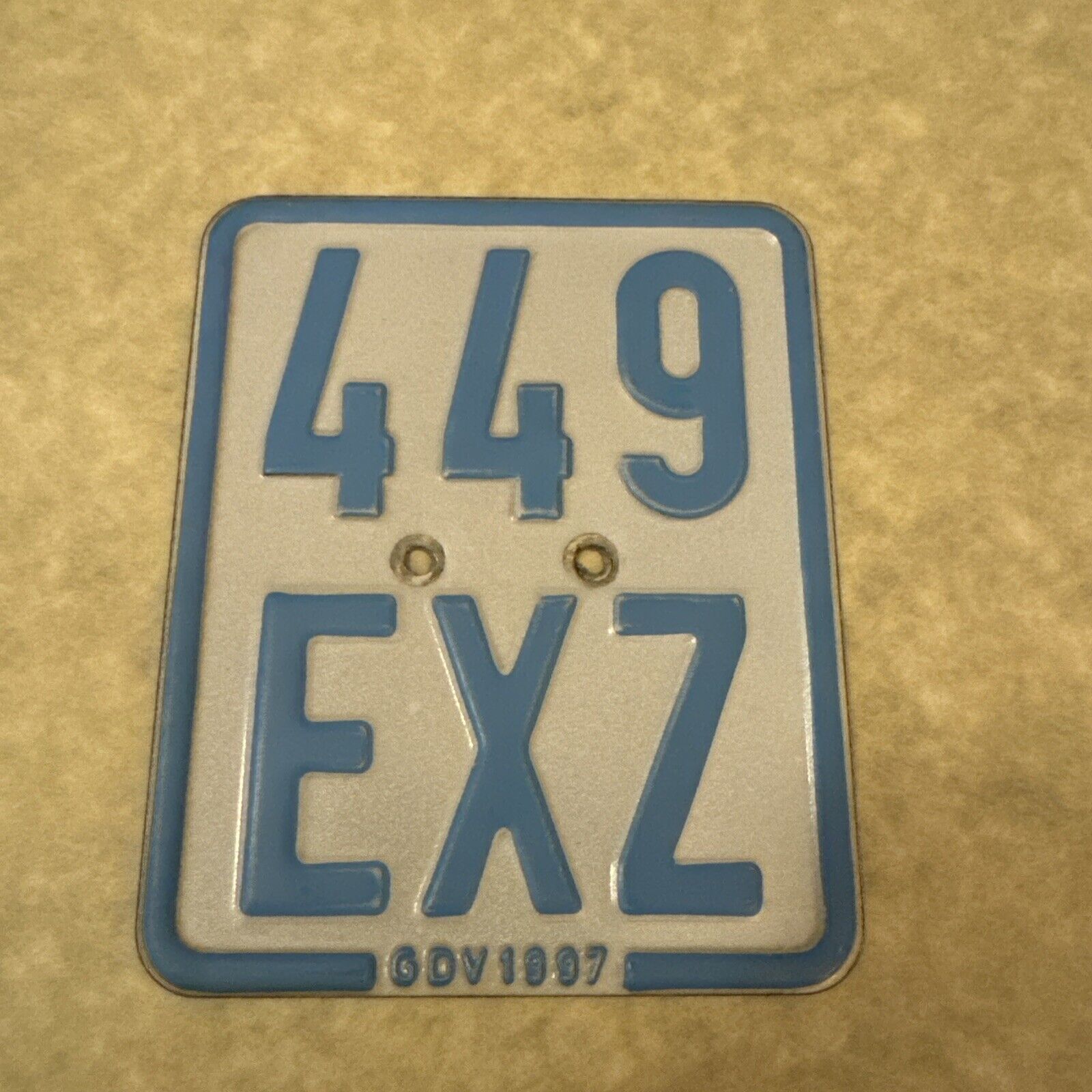1997 Germany Moped License Plate.  🇩🇪 Vintage German Scooter 🛵 Tag # 449 EXZ