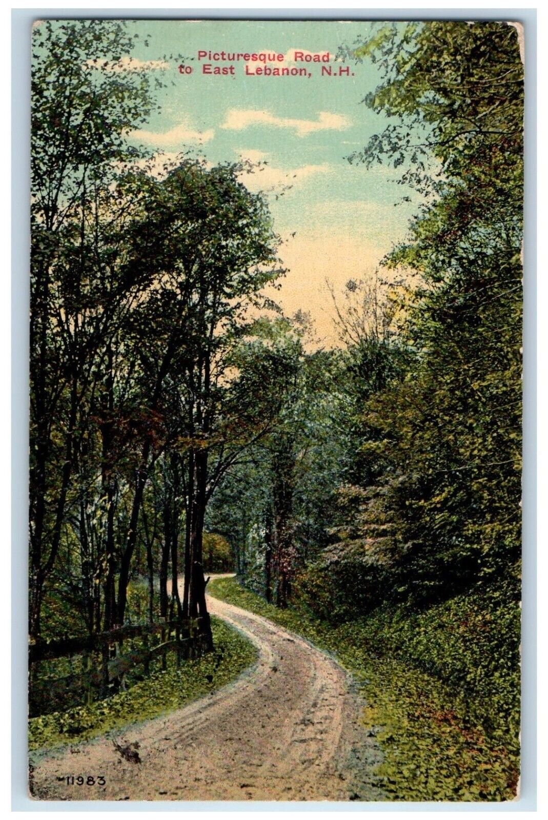 1913 Picturesque Road East Lebanon New Hampshire NH Vintage Antique Postcard