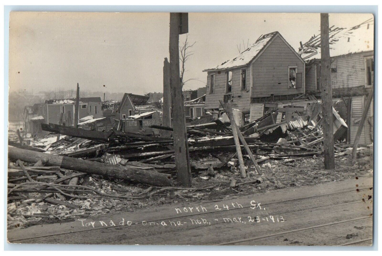 Omaha Nebraska NE RPPC Photo Postcard North 24th Street Tornado Disaster 1913