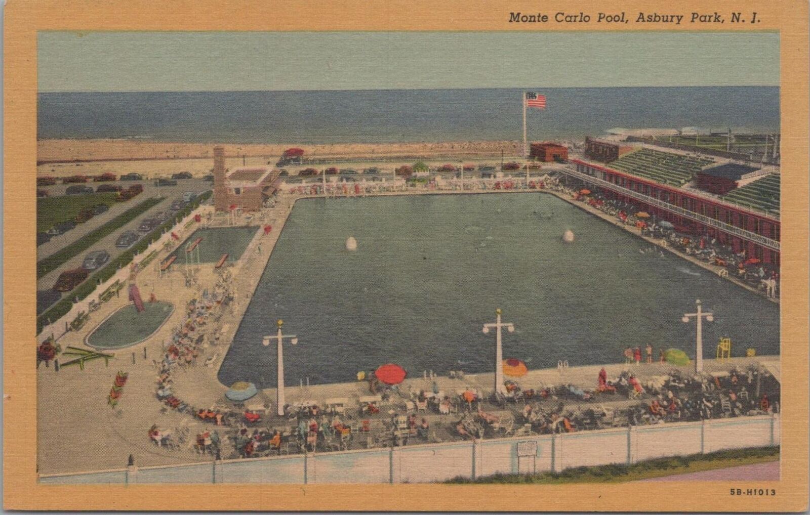 Postcard Monte Carlo Pool Asbury Park NJ 