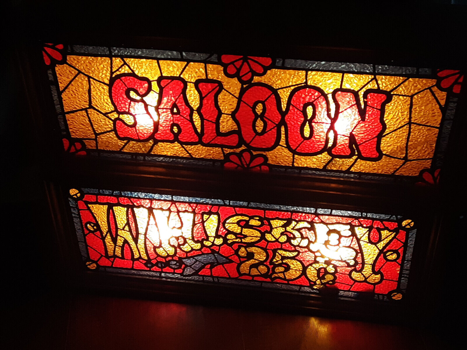 Vintage Lighted Saloon and Whisky 25 Cents Bar Signs