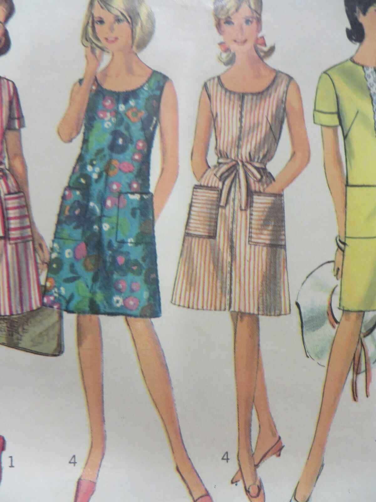 Vintage 60\'s Simplicity 7025 A-LINE DRESS FRONT-ZIP Sewing Pattern Women Sz 14