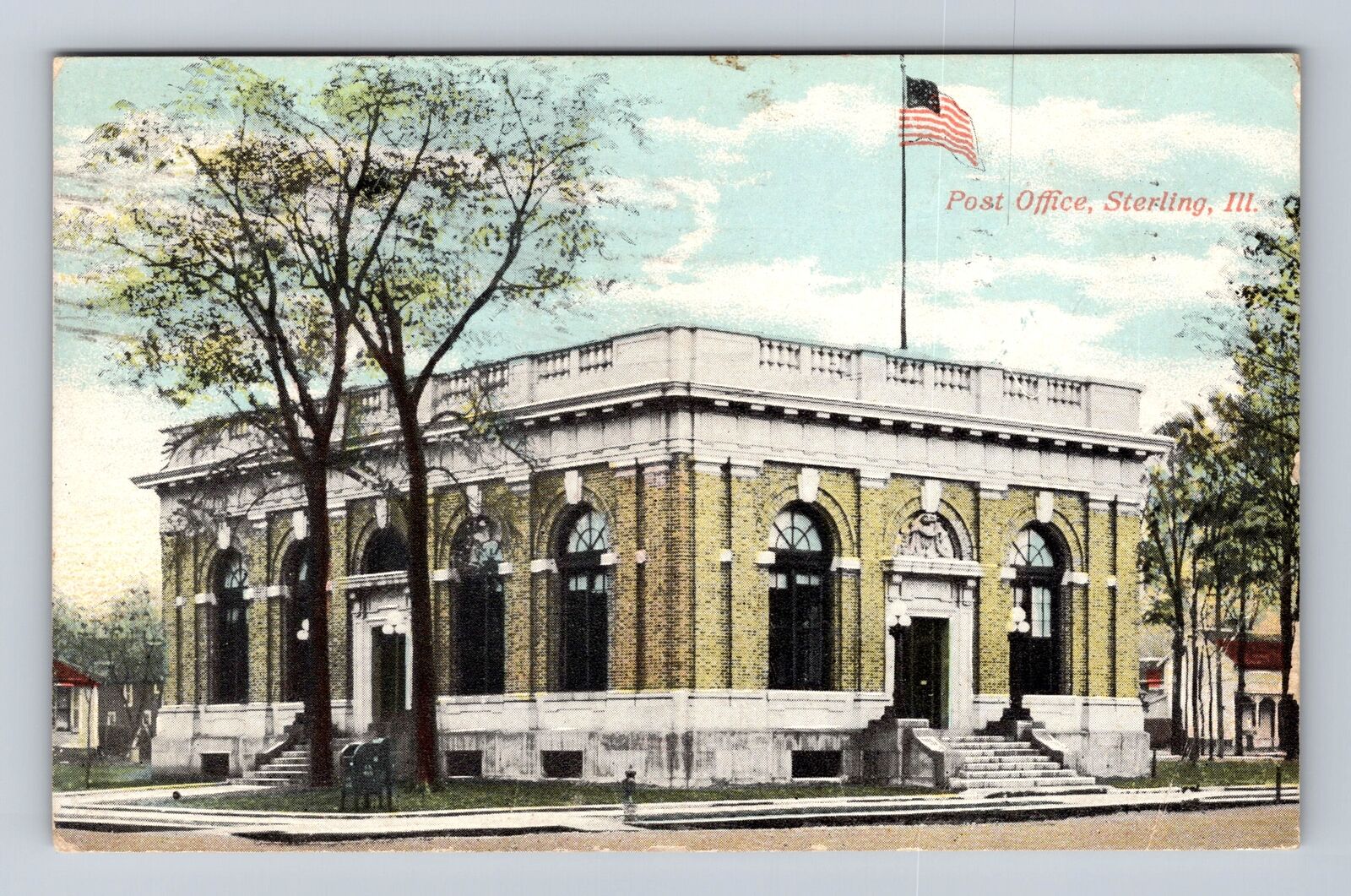 Sterling IL-Illinois, United States Post Office, Antique Vintage c1911 Postcard