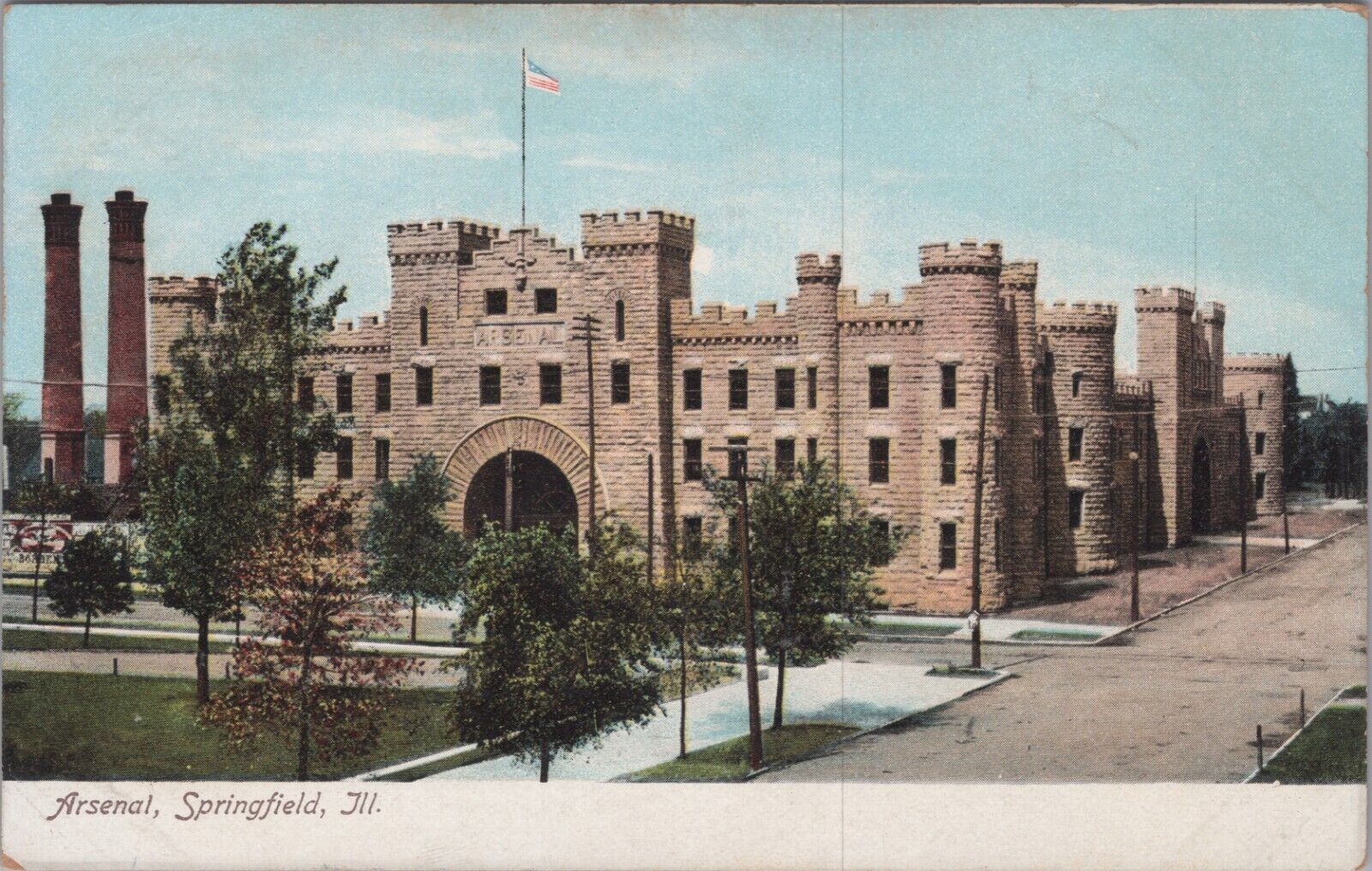 Arsenal State Armory, Springfield, Illinois c1905s Postcard UNP B3911.4
