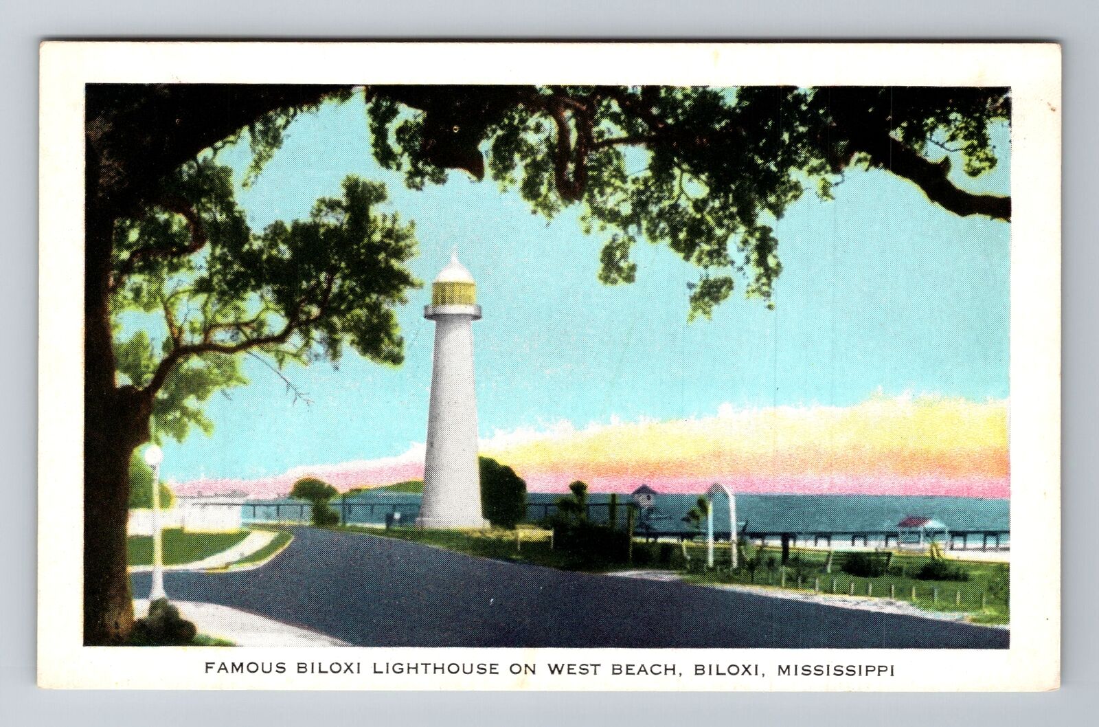 Biloxi MS-Mississippi, Famous Biloxi Lighthouse, Antique, Vintage Postcard