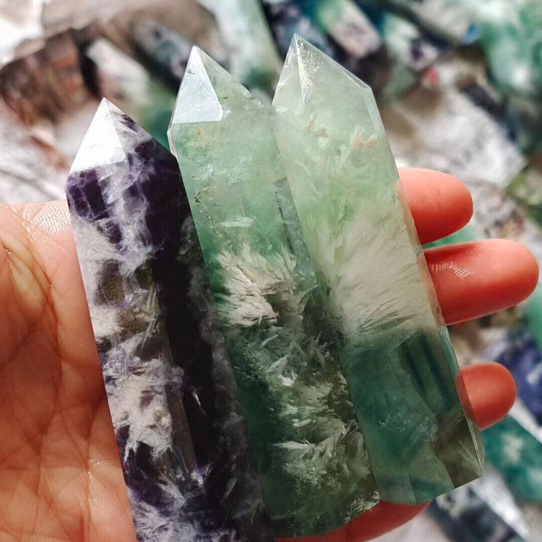 Wholesale Lot 6.6 Lb Natural Feather Fluorite Obelisk Tower Point Crystal Rocks