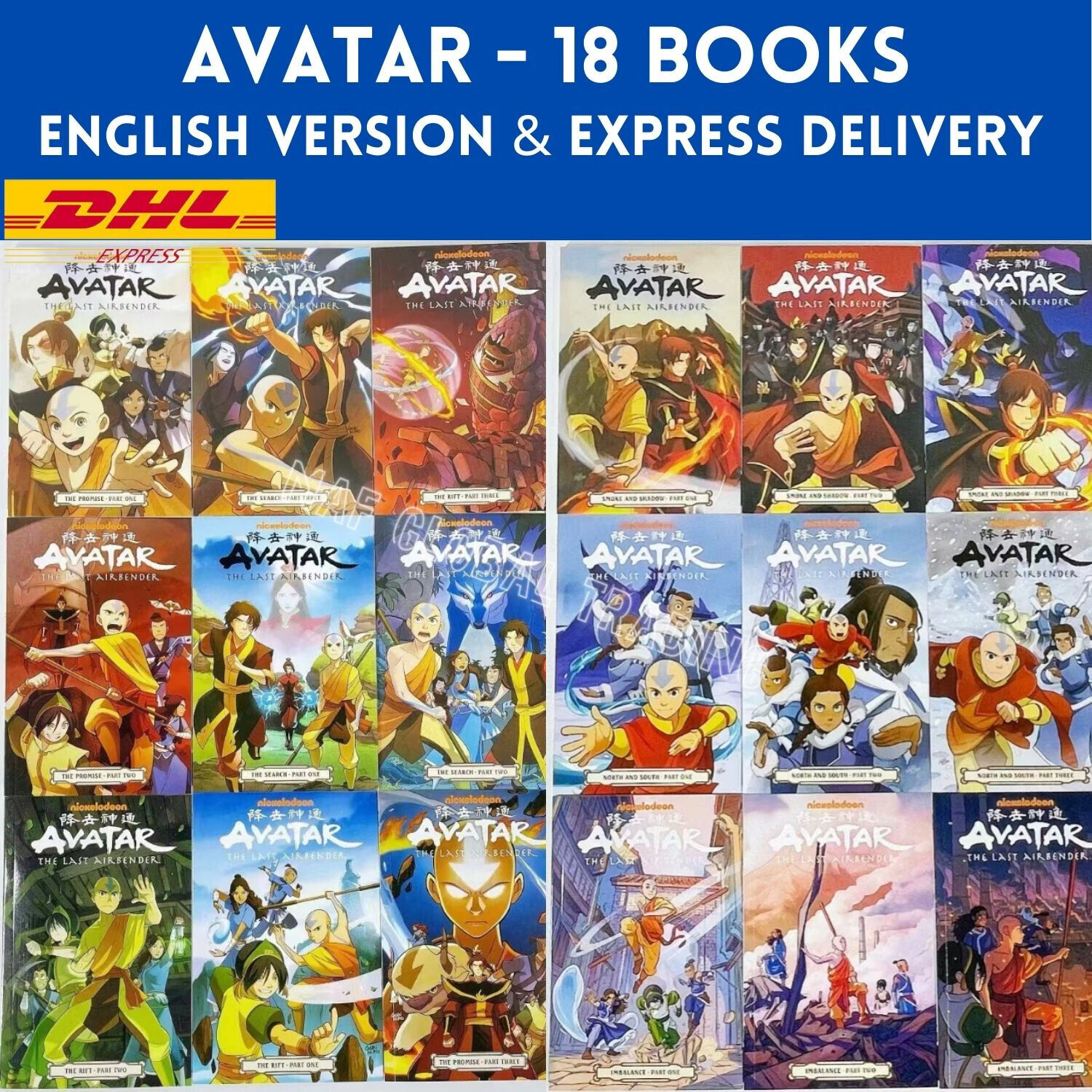 AVATAR English 18 Books Full Complete The Last Airbender Cartoon Graphic Comics