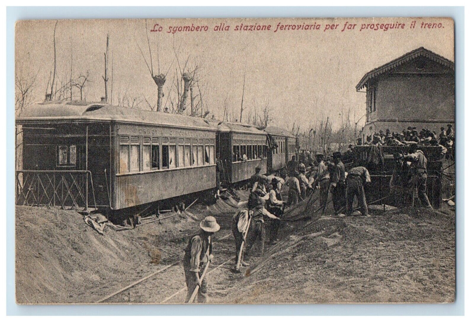 c1910\'s Italy Evacuation Train Station Unposted Antique Postcard