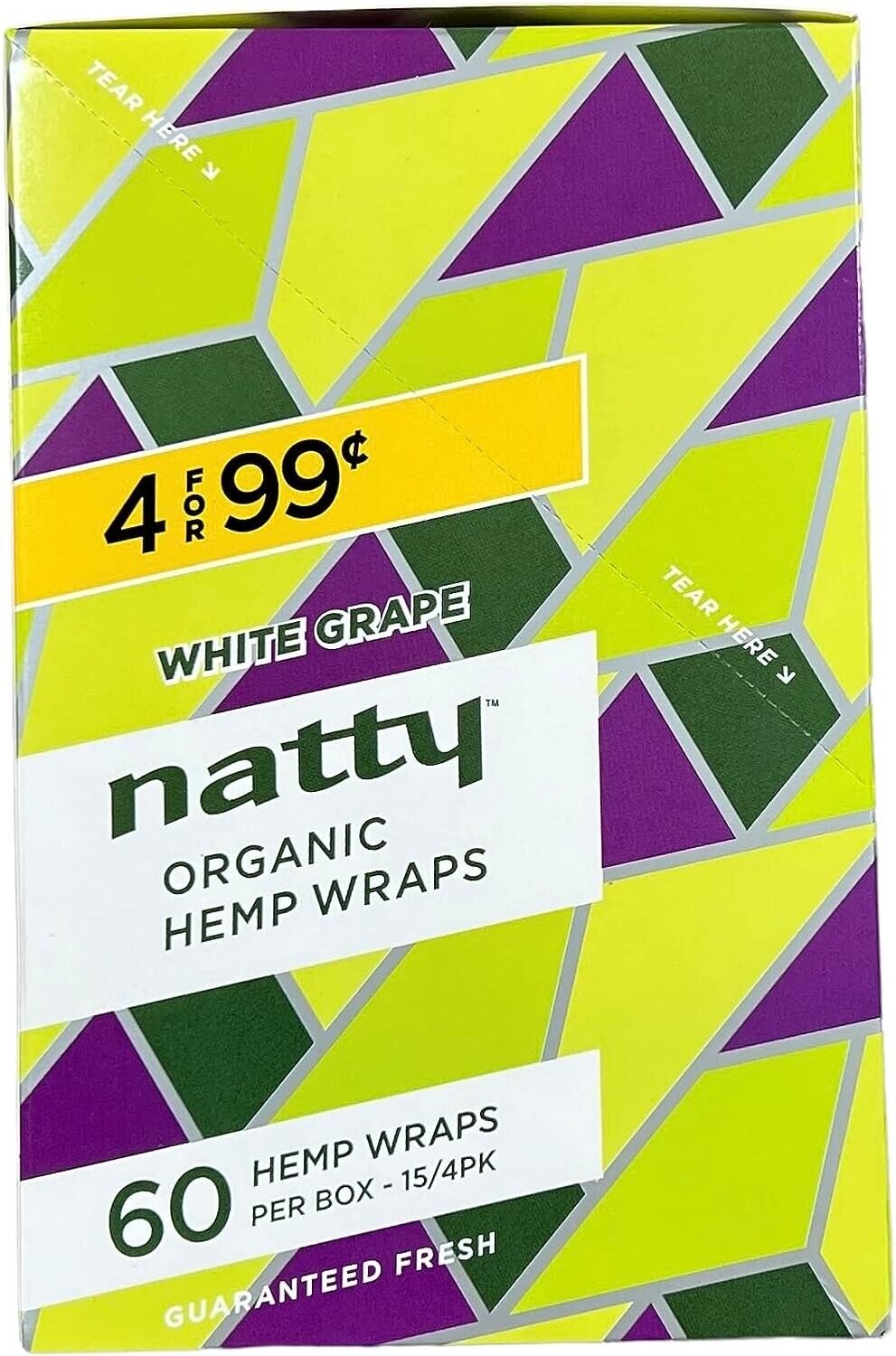 Natty Full Width Wraps 15 Packs Per Box 4 Wraps Per Pack (White Grape)