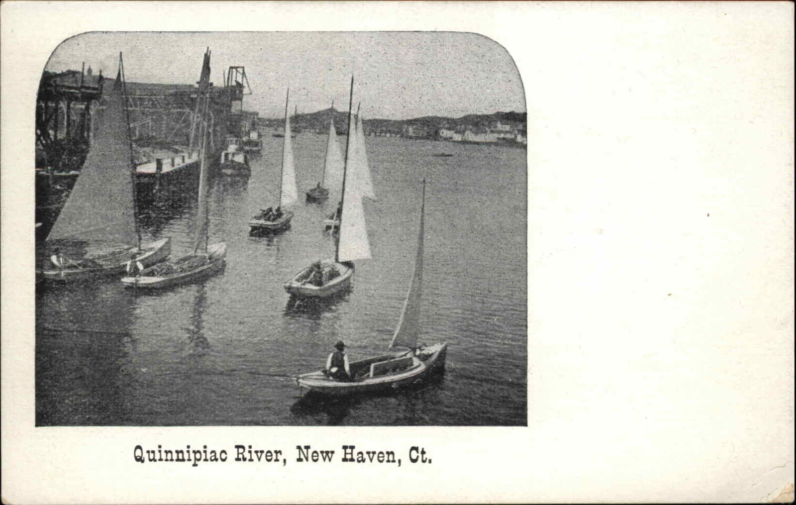 New Haven Connecticut CT Quinnipiac River Yacht Sailboats Vintage Postcard