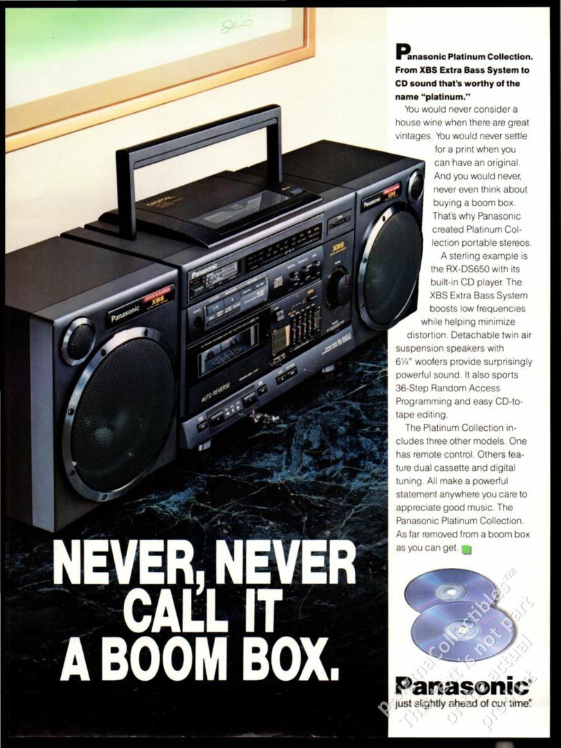 PANASONIC Platinum Collection XBS Extra Bass System - 1989 Vintage Print Ad