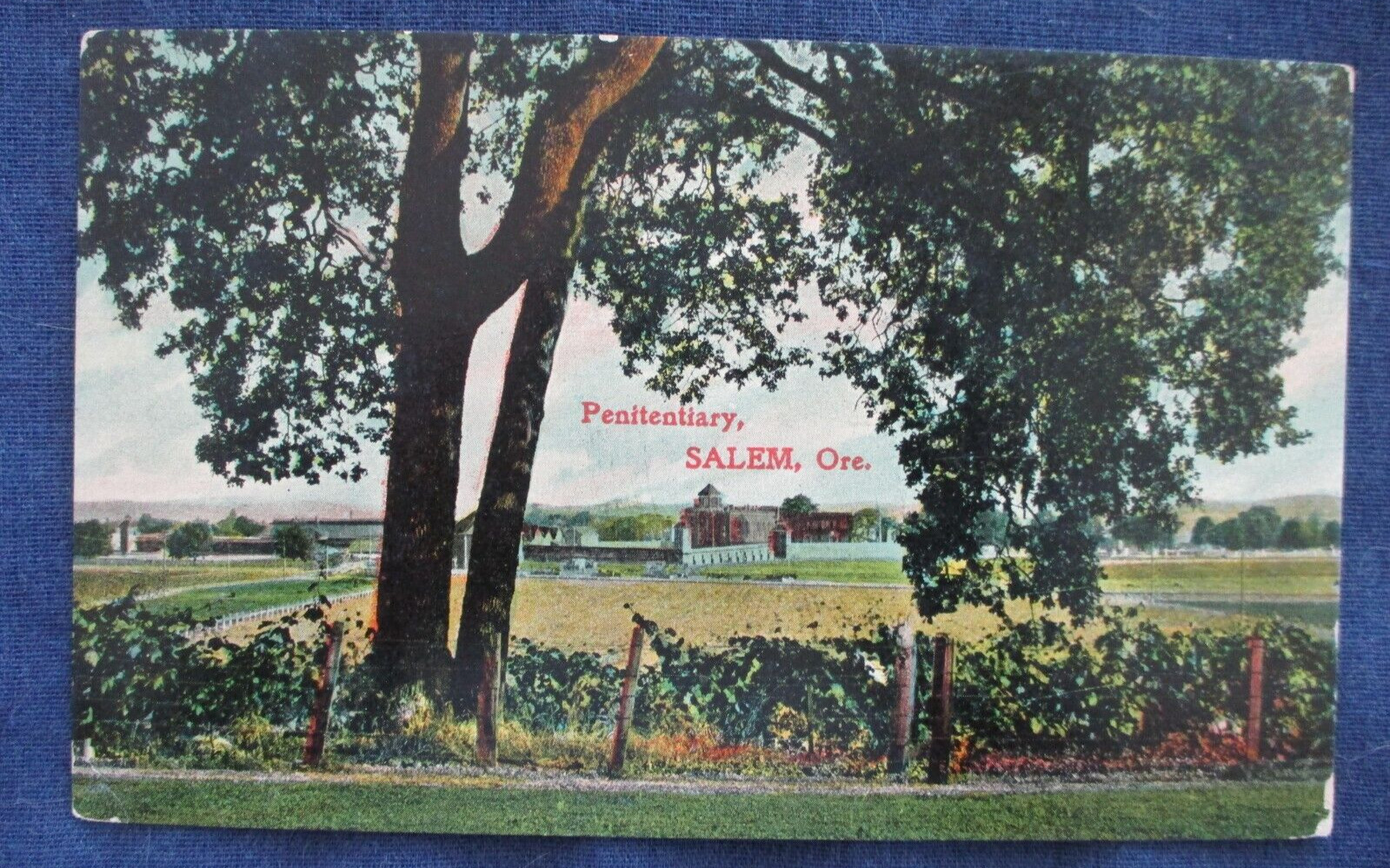 1909 Salem Oregon Penitentiary Postcard Fairgrounds Doane Cancel