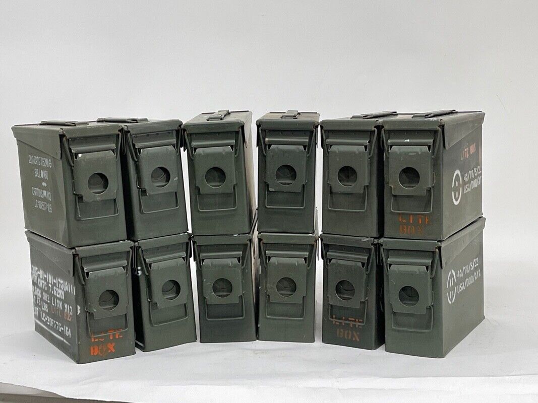 30 Cal Metal Ammo Can – Military Steel Box Ammo Storage - Used - 24 Pack