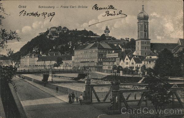 Austria Graz Schlossberg-Franz Carl-Brucke A. Schlauer Postcard Vintage