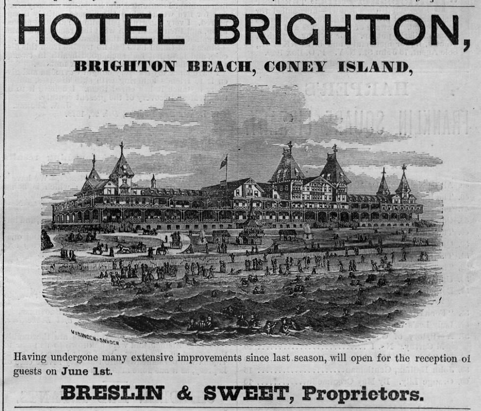 BRIGHTON BEACH HOTEL BRIGHTON CONEY ISLAND BRESLIN & SWEET PROPRIETORS VINTAGE