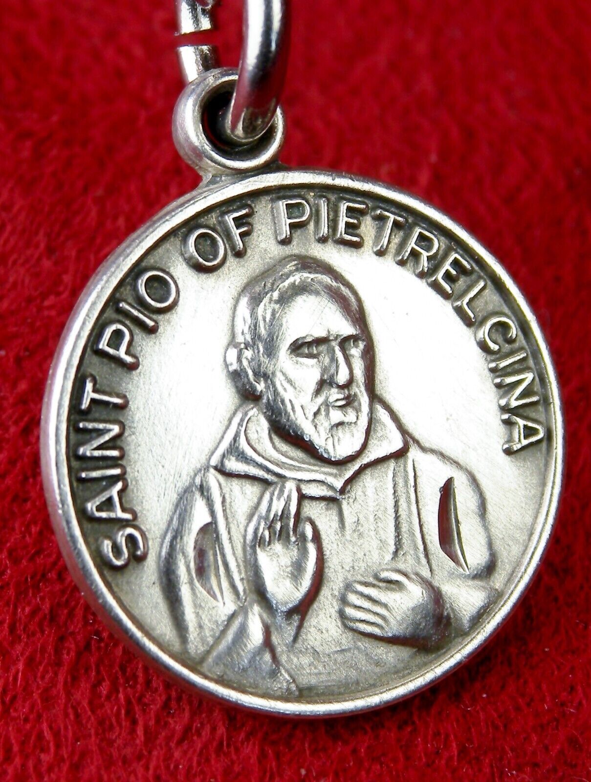 Carmelite Nun's Padre Pio 3rd Class RELIC Shrine Pilgrimage Sterling Medal