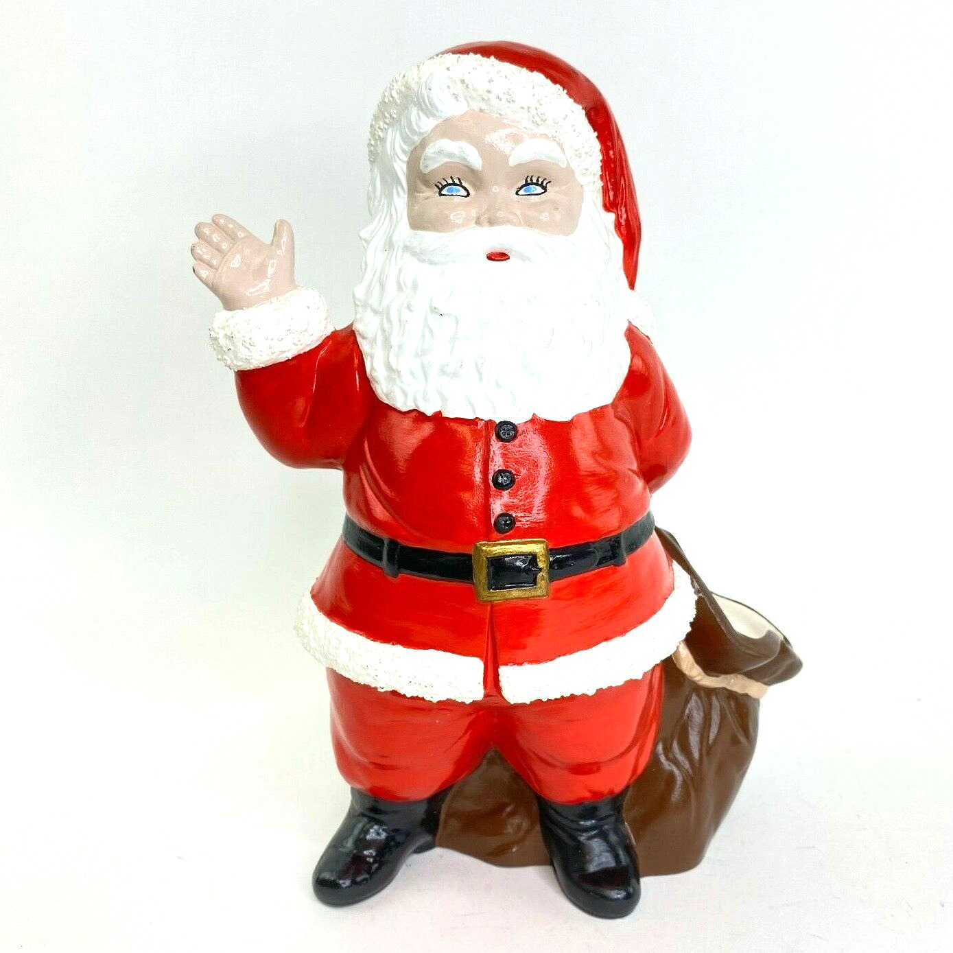 Vintage 70s Duncan Mold Ceramic Santa w/ Toy Bag Candy Dish Hand Painted 10.5”