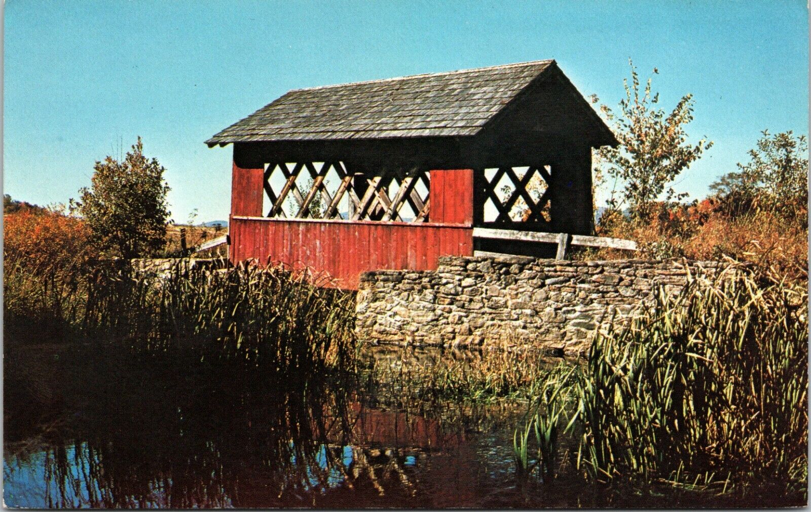 Close View Small Covered Bridge Wilmington Vermont Vintage Postcard