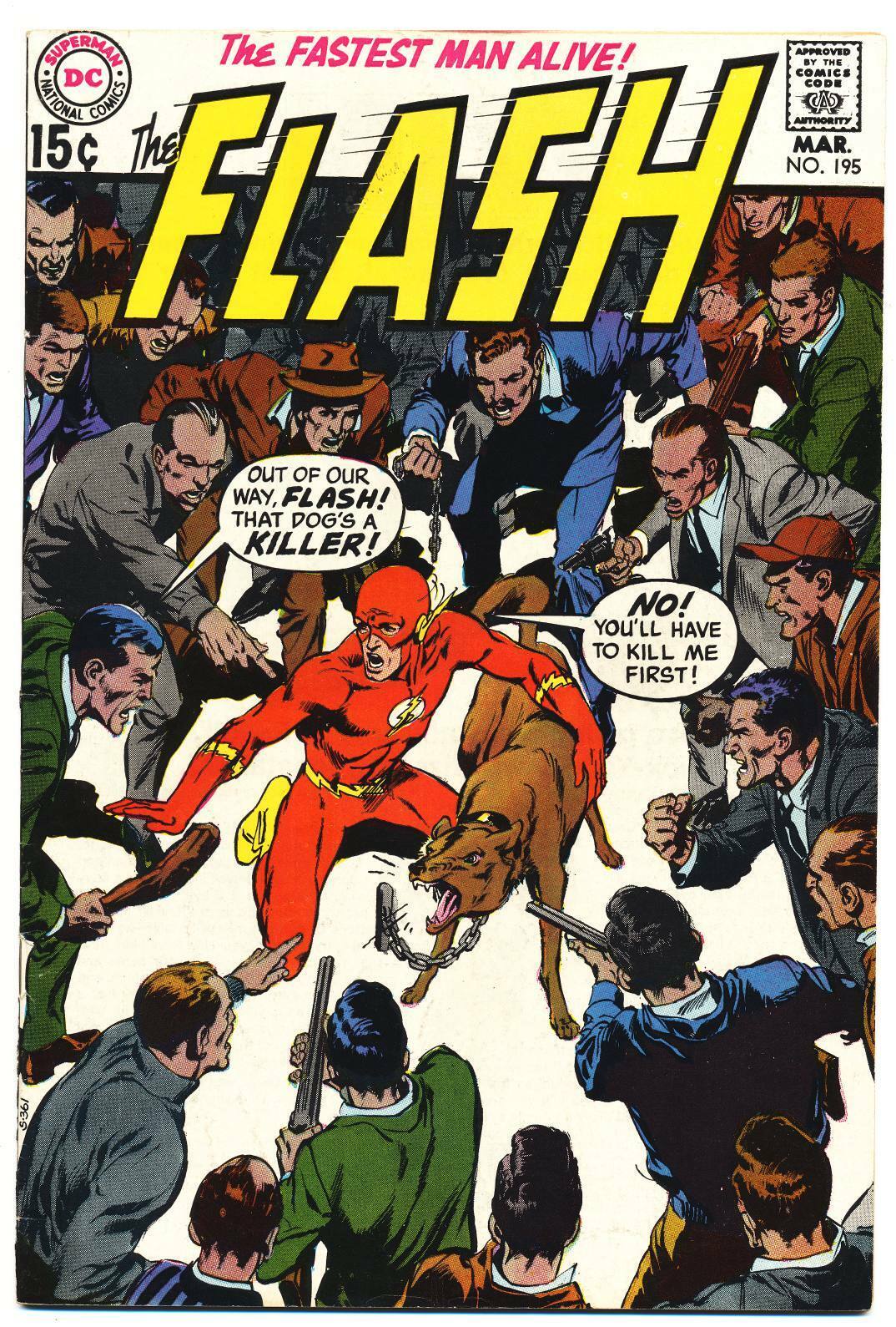 FLASH #195 F, Neal Adams cover, Mark Evanier mentioned by Flash DC Comics 1970