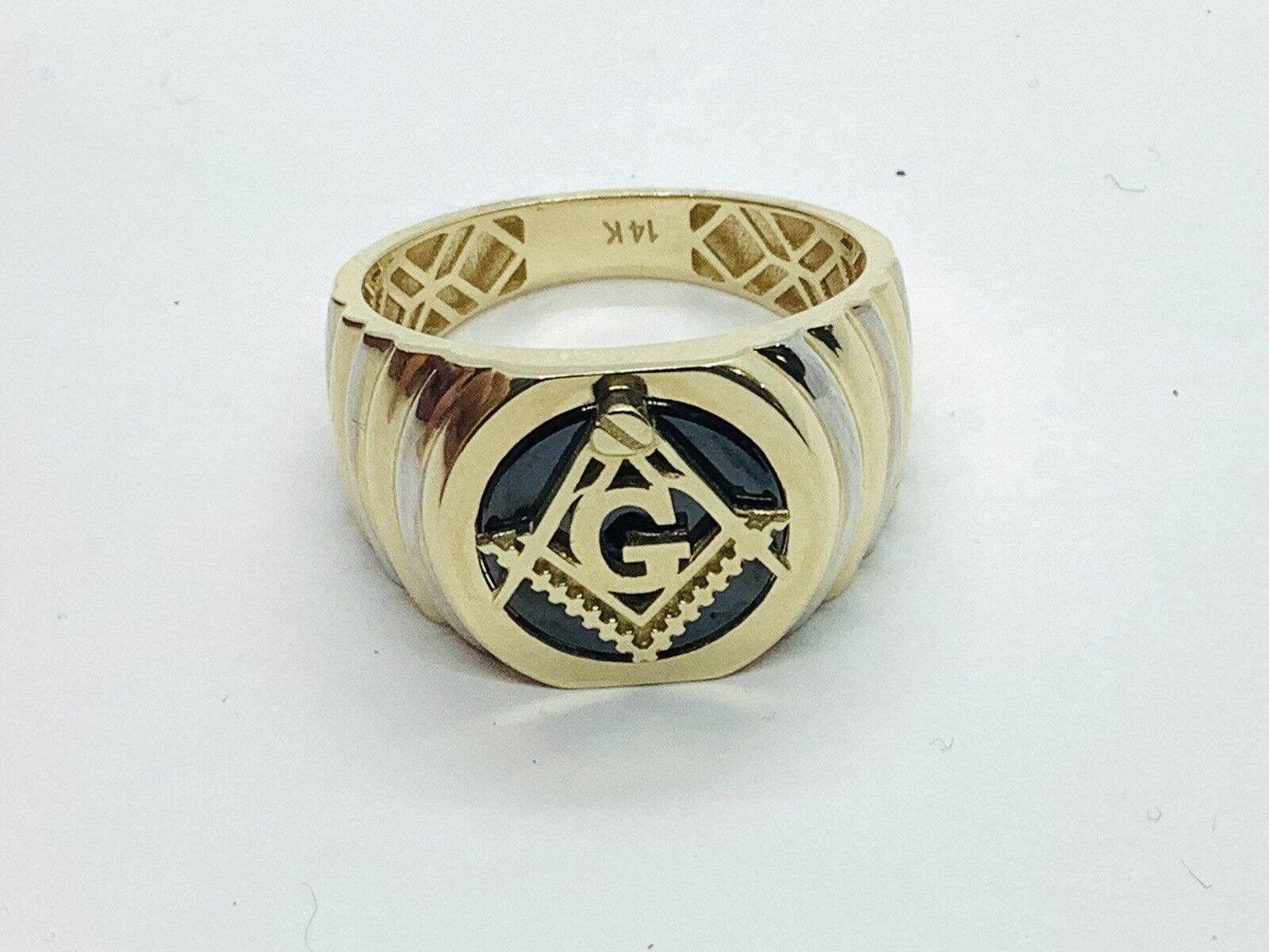 14k Gold Black Onyx Masonic Ring Size 11ed