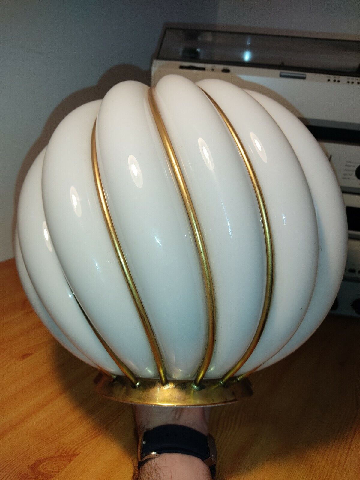 1X Large 60\' VeArt Adolf Loos reedition Caged milk blown glass shade only ITALY 