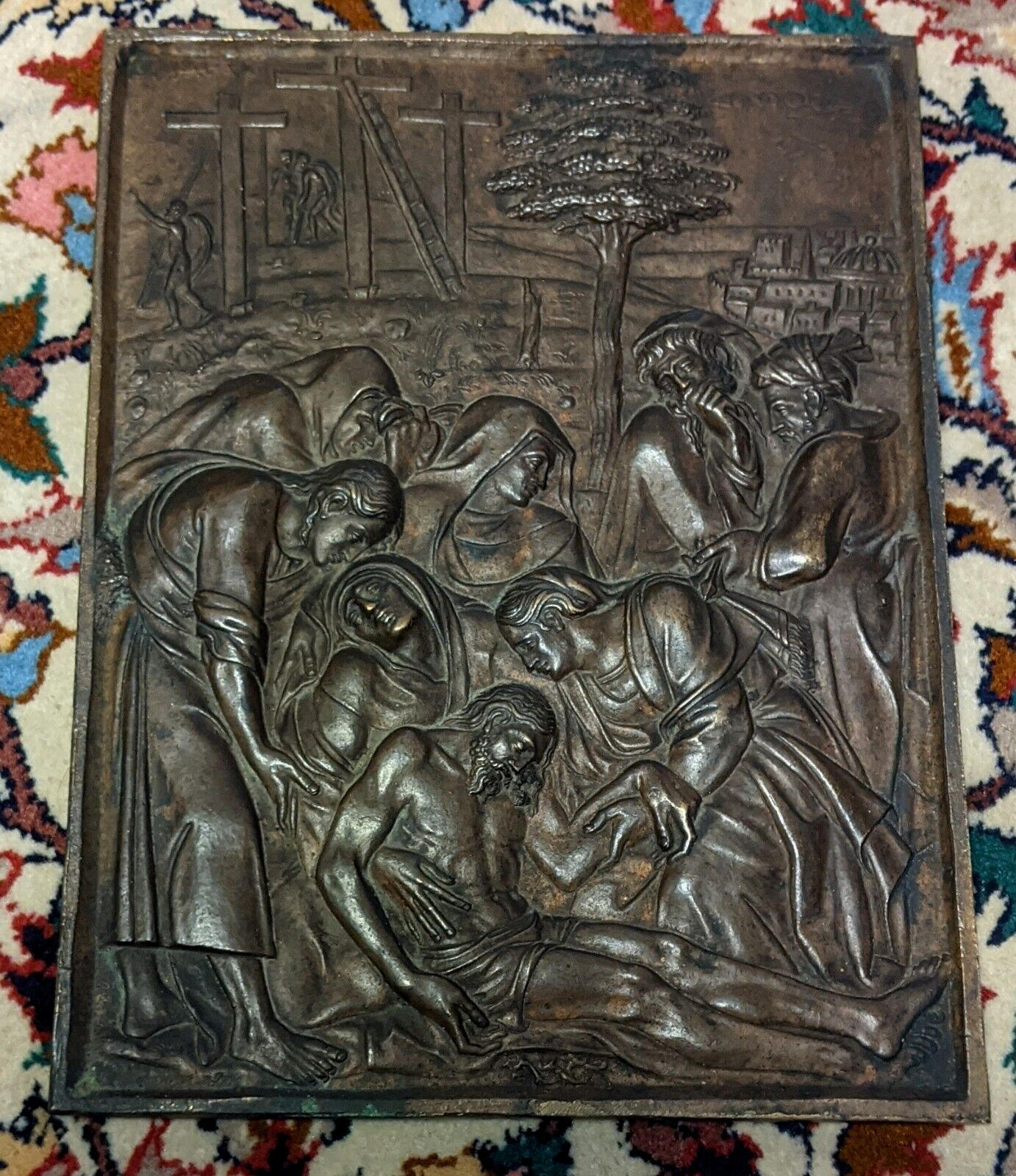 Rare 16th Century Bronze Plaque of Lamentation of Christ, Benvenuto Cellini 