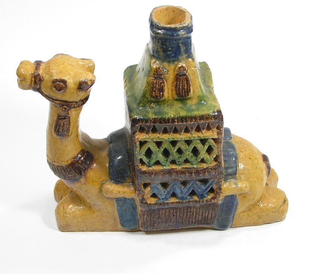 Vintage Hand Painted Ceramic Camel Candlestick Holder #3574 