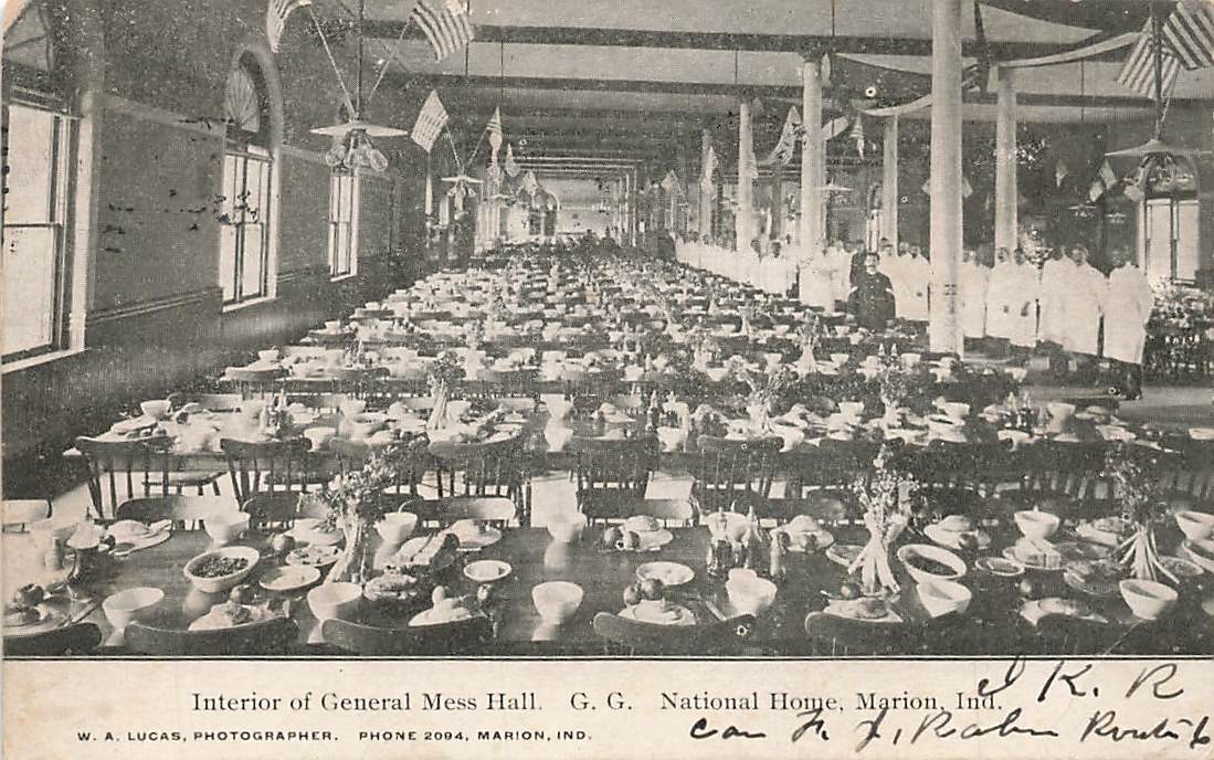 c1905 Interior General Mess Hall GG National Home Marion IN P413
