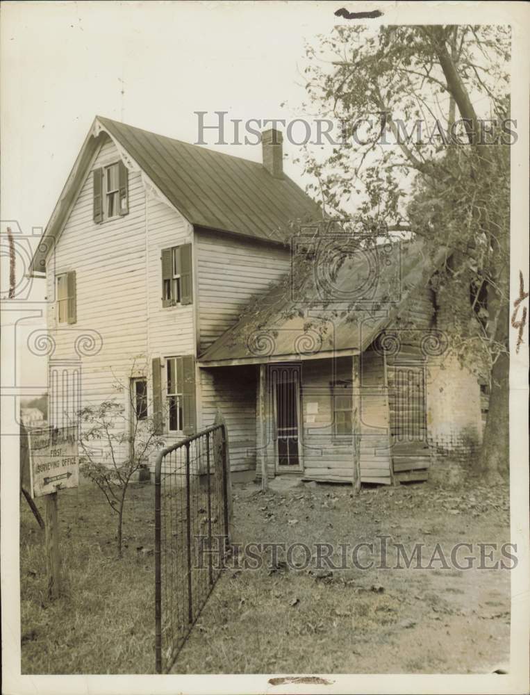 1939 Press Photo View of Washington's surveyor office in Fredericksburg, VA