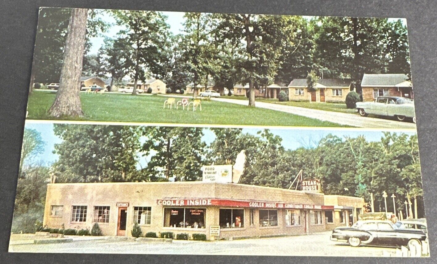 Postcard: SHADY REST Motel and Restaurant Ice Cream Cone ~ CHRISMAN, ILLINOIS