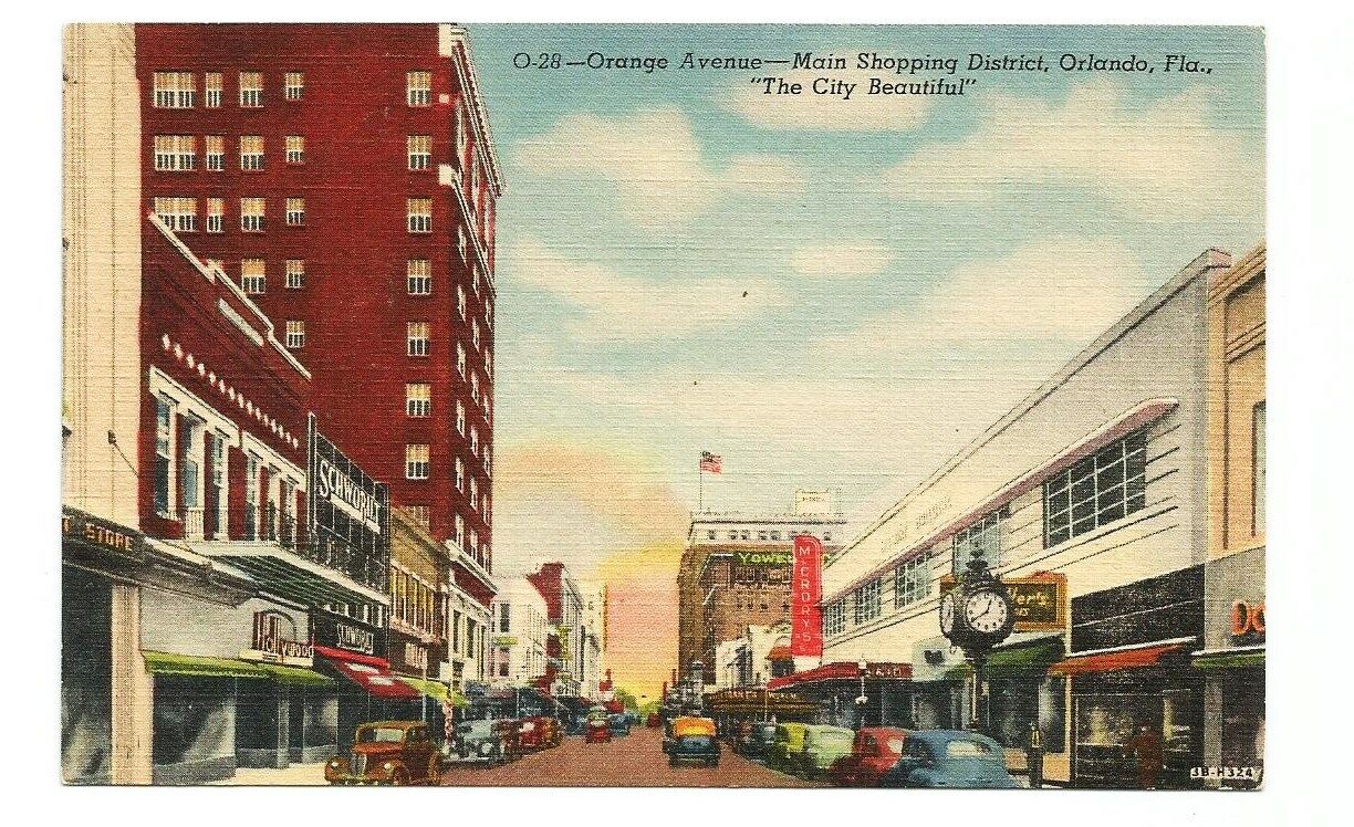 Orlando Florida FL Postcard Orange Avenue c1940