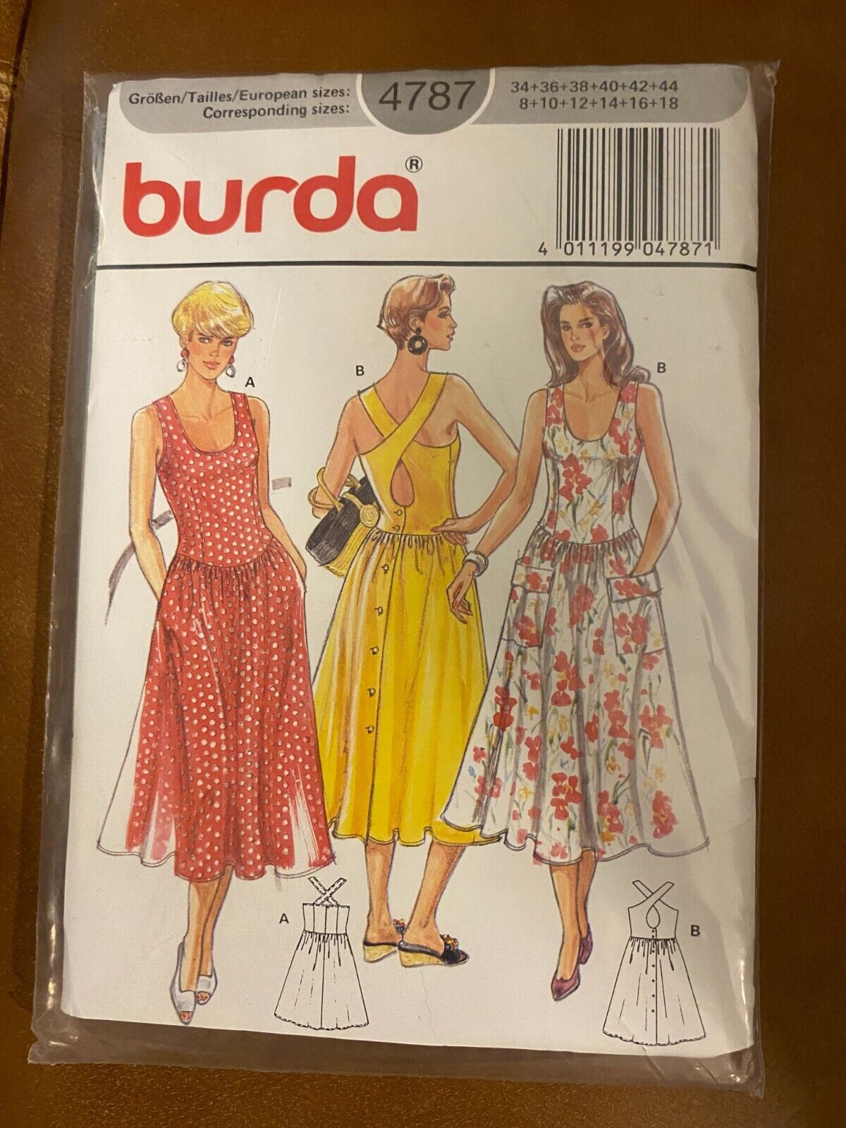 Vintage New Uncut Burda Sundress Sewing Clothes Pattern # 4787 Sizes 8-18