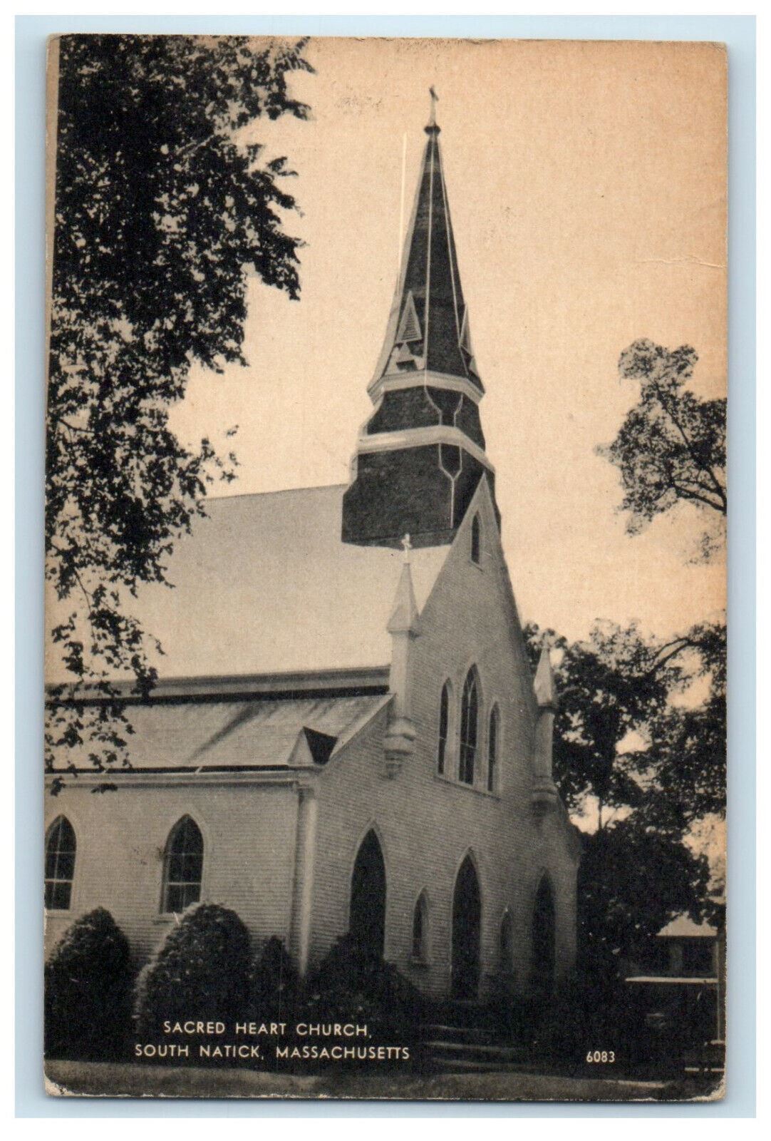 c1940s Sacred Heart Church, South Natick, Massachusetts MA Unposted Postcard