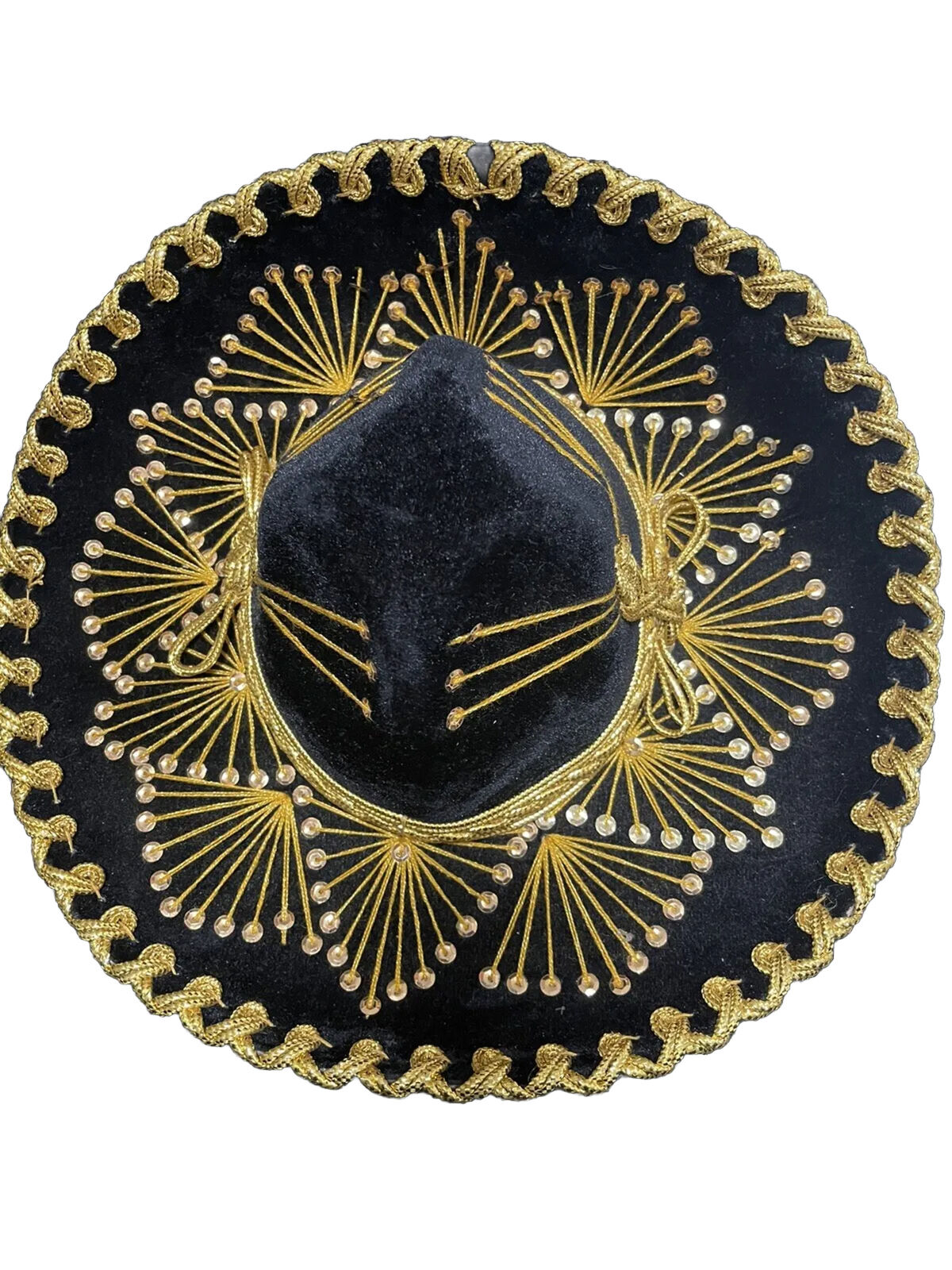 Salazar Yepez Black and Gold Authentic Mexican Sombrero 20 1/2” On Inside Rim