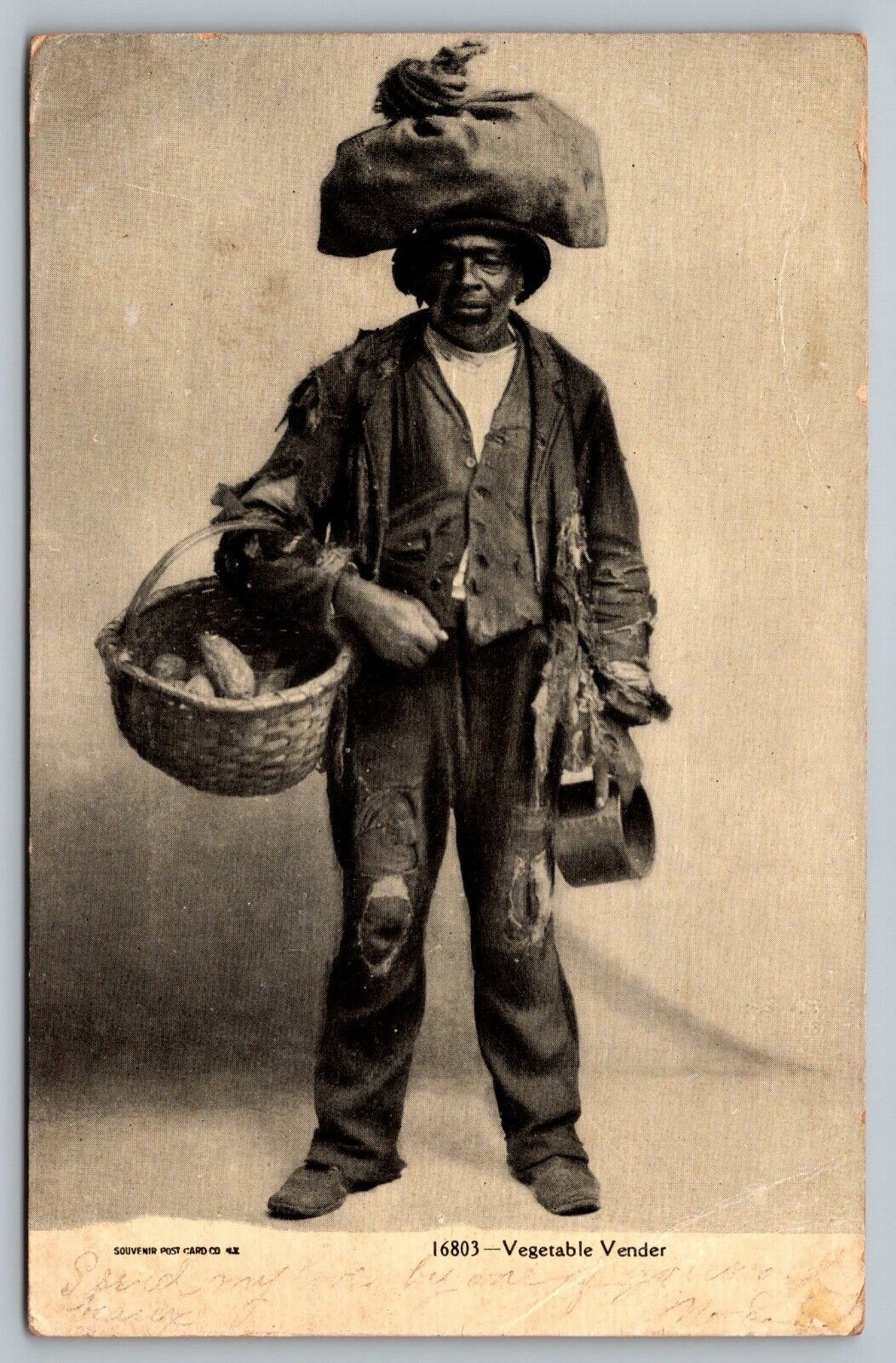 Postcard Vegetable Vender Black Man American History Americana African c. 1907