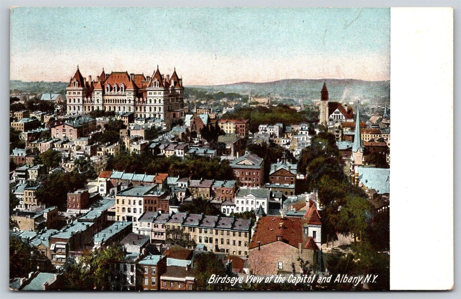 Postcard Birdseye View of the Capitol and Albany NY U143