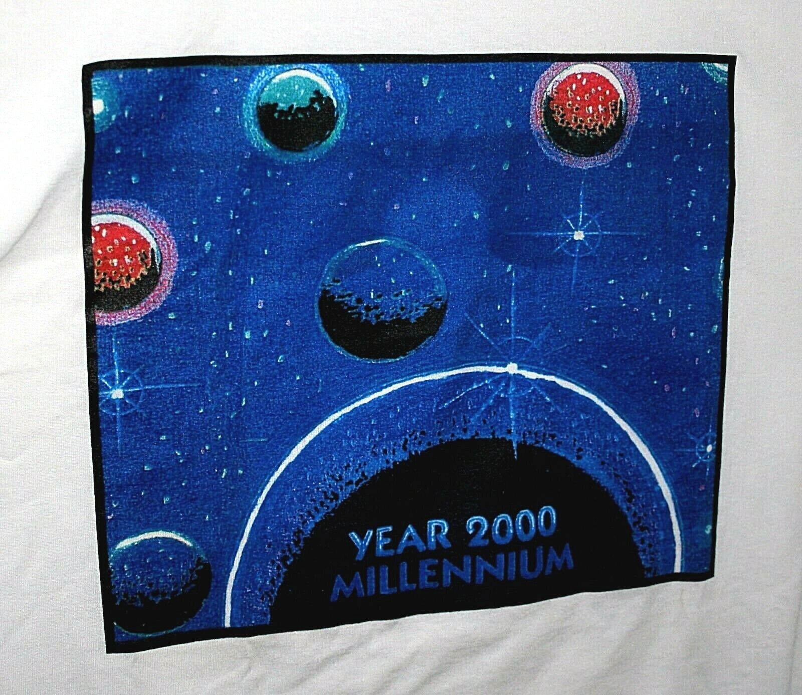 Vintage Y2K Year 2000 Millennium Space Planet T-Shirt New NOS Size XL Neat Retro