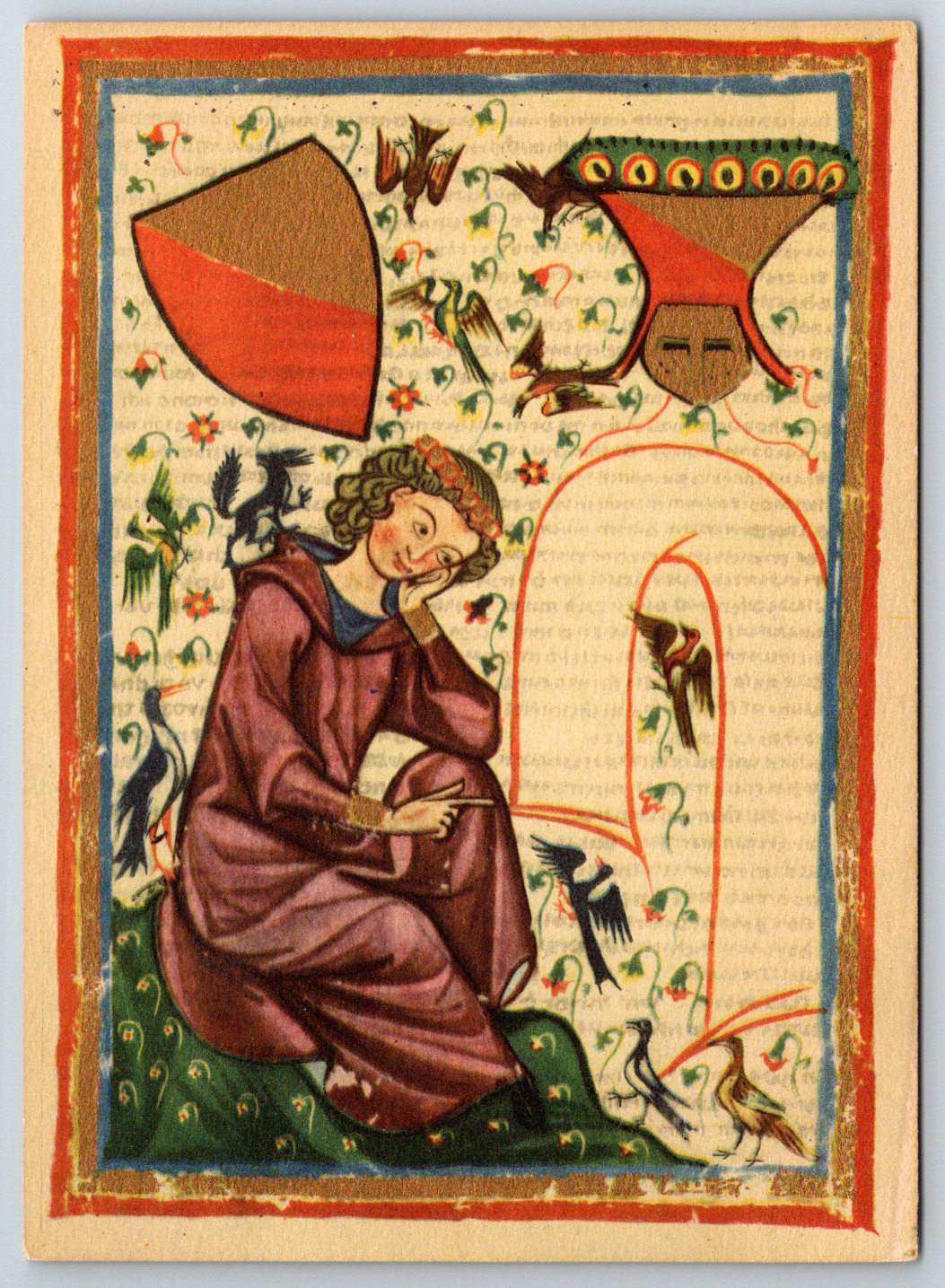 Medieval Herr Heinrich von Veldecke 1173-1194 Art Vintage Postcard