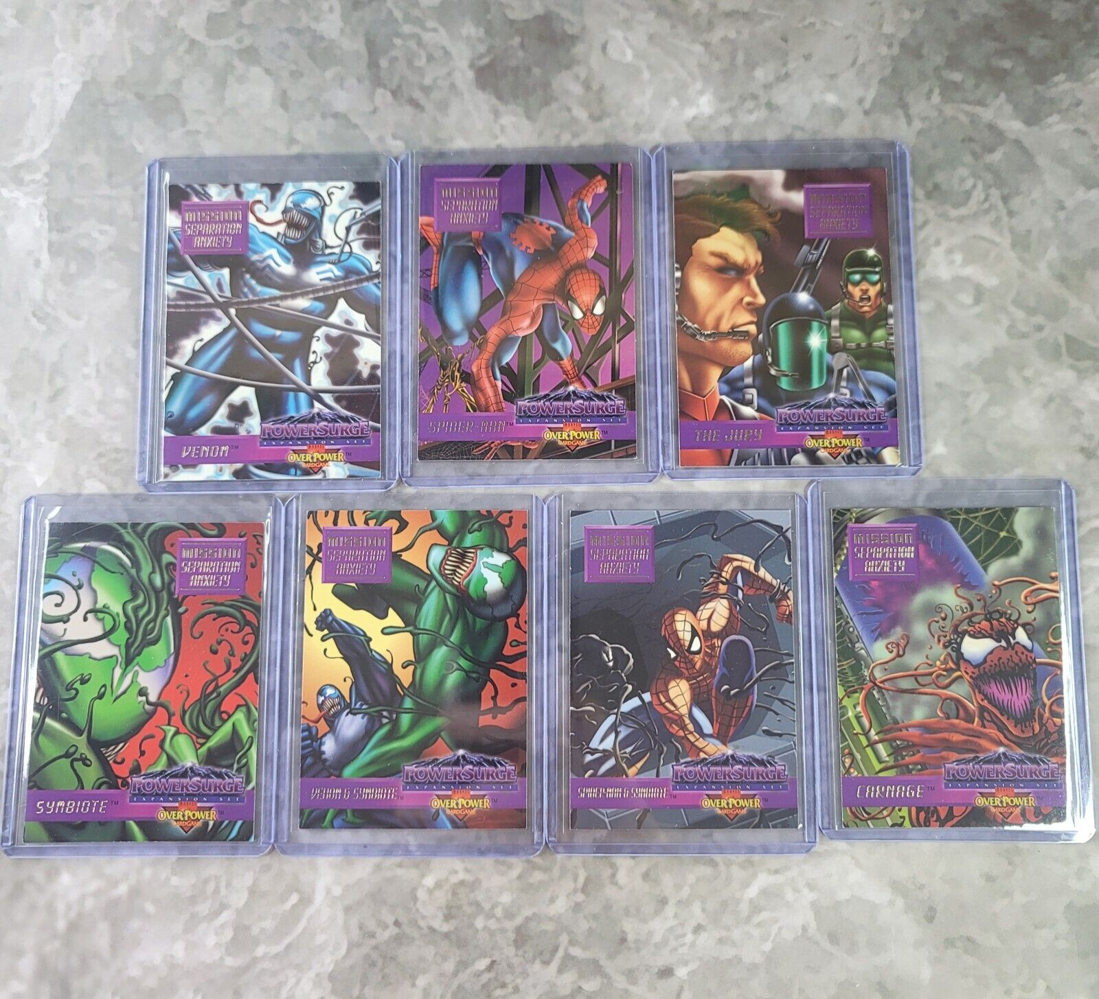 1995 Marvel Overpower Card Game Separation Anxiety Mission Cards Complete Set1-7