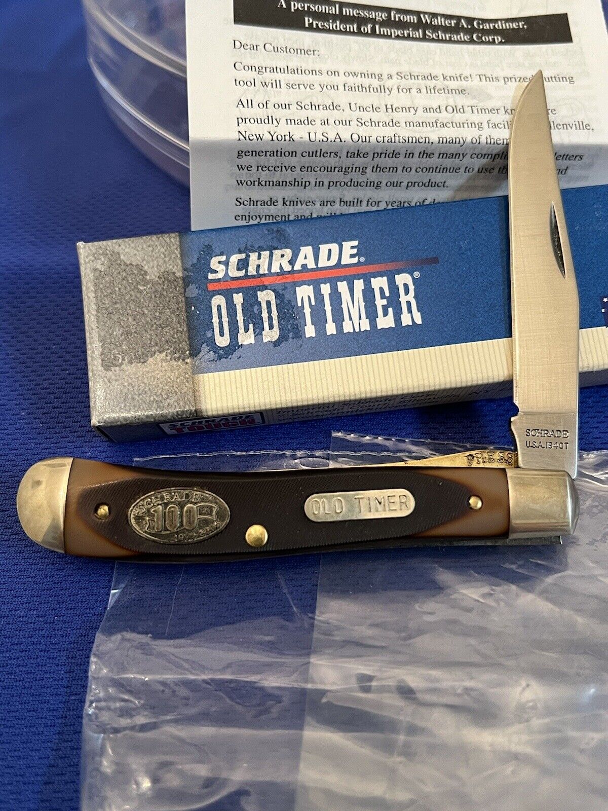 Vintage 2004 Schrade USA S194OT 100 Yr  Anniv Knife - NIB - Factory W/Papers 