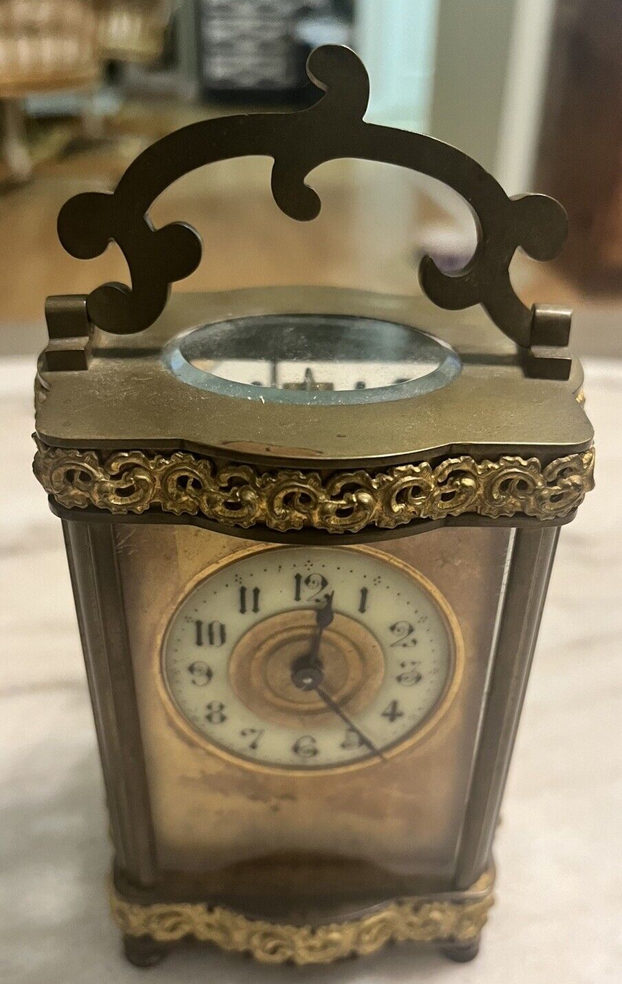 Beautiful French Ornate Mid 20th Century Antique  Carriage Clock 8 Day Time