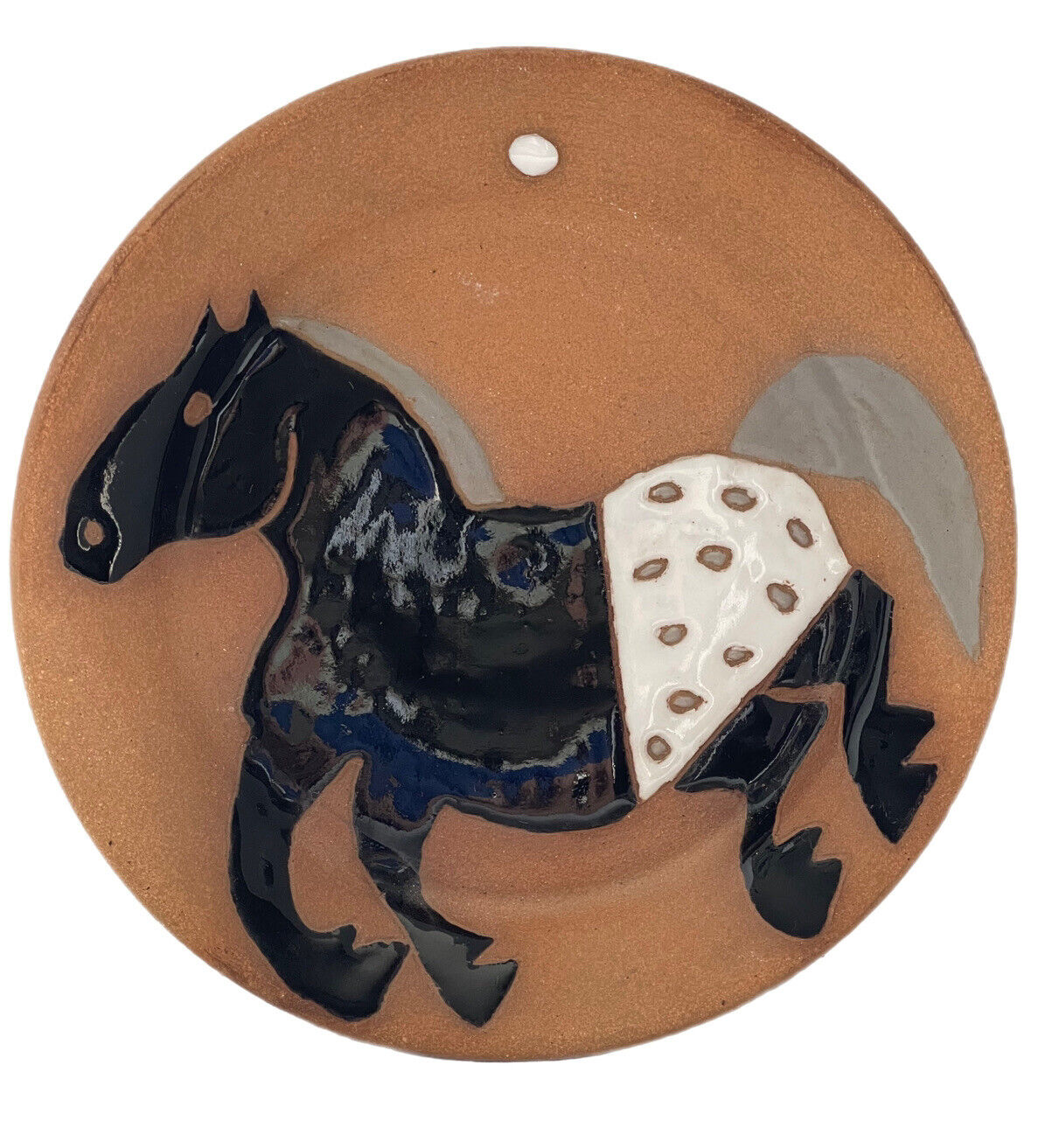 Glen La Fontaine Native American Art Pottery 8” Plate Horse Spirit 2002 Vintage