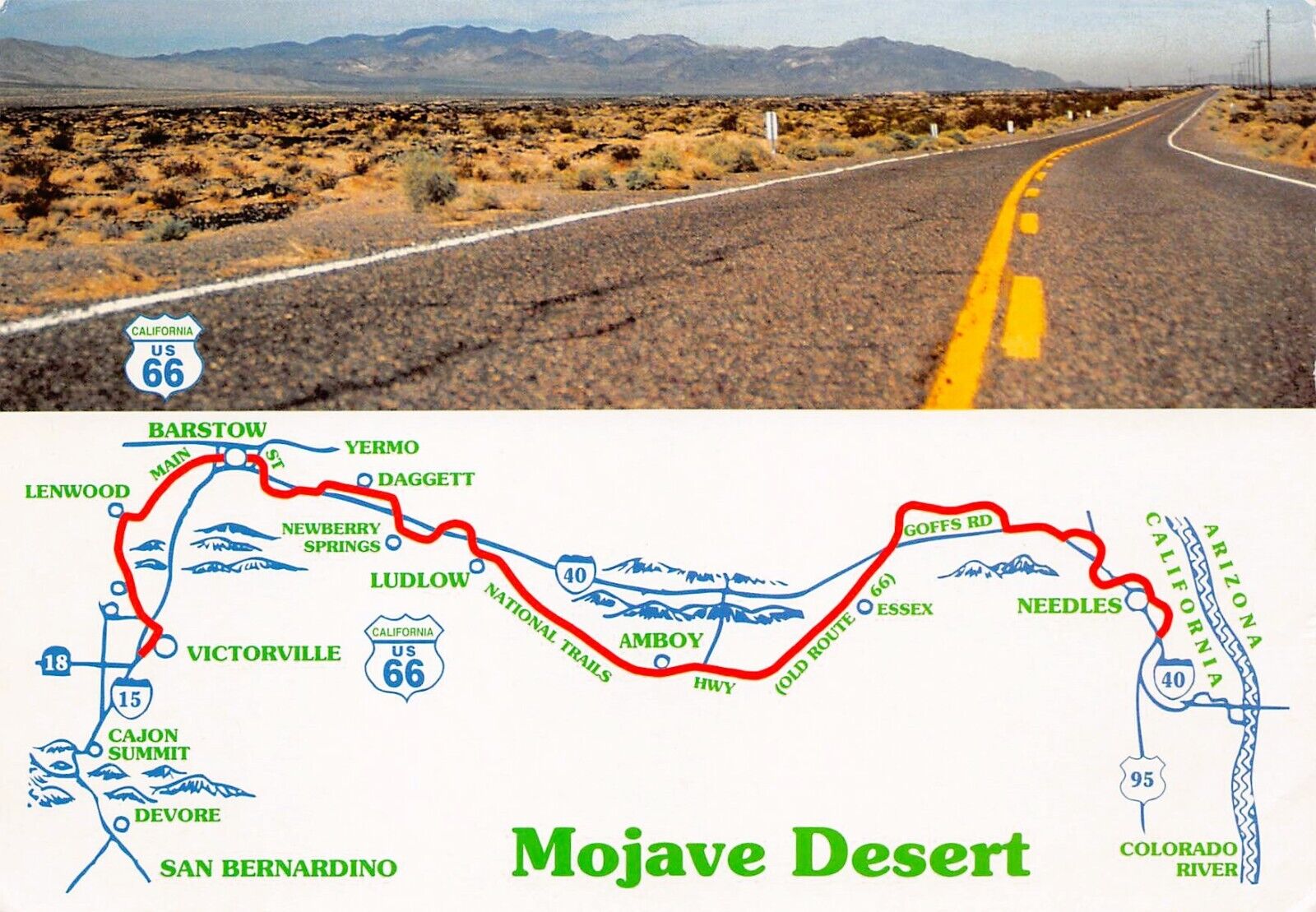 Route Hwy 66 Map California Road Trip Mojave Desert Souvenir Fridge Magnet 2x3