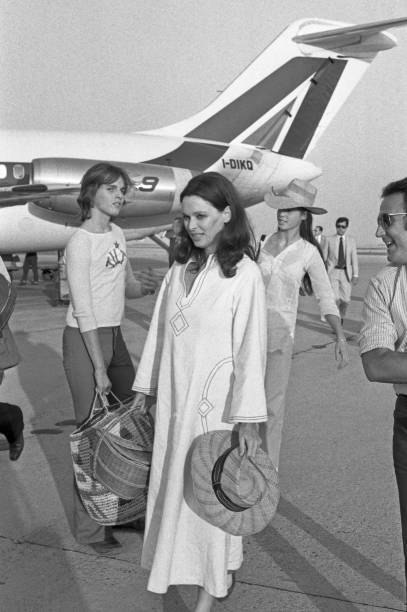 Lucia Bose At The Airport With His Son Miguel Bose Lido Venice 1972 Old Photo