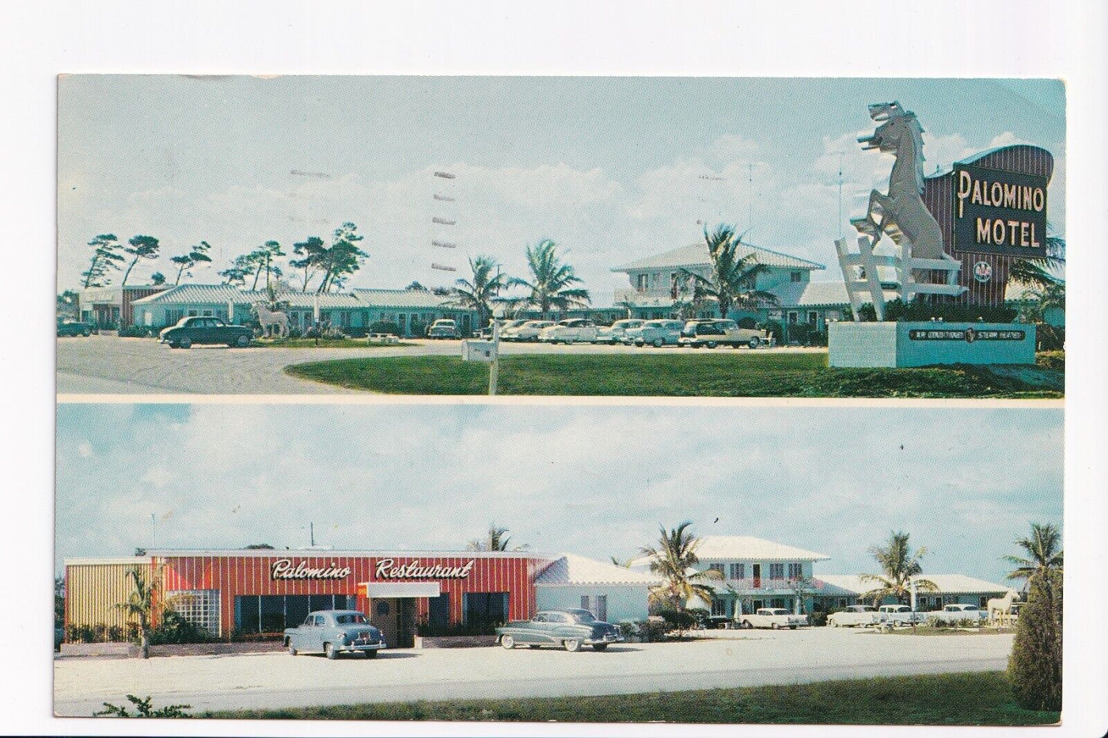 Vintage Postcard Palomino Motel and Restaurant Fort Piece Florida POSTED