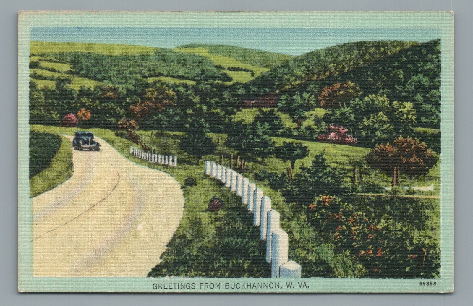 Greetings From Buckhannon West Virginia Vintage Linen Postcard