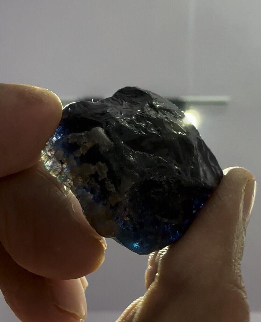 Very Rare Natural Tourmaline Crystal 82 Carats Deep Blue Color Opaque Stone