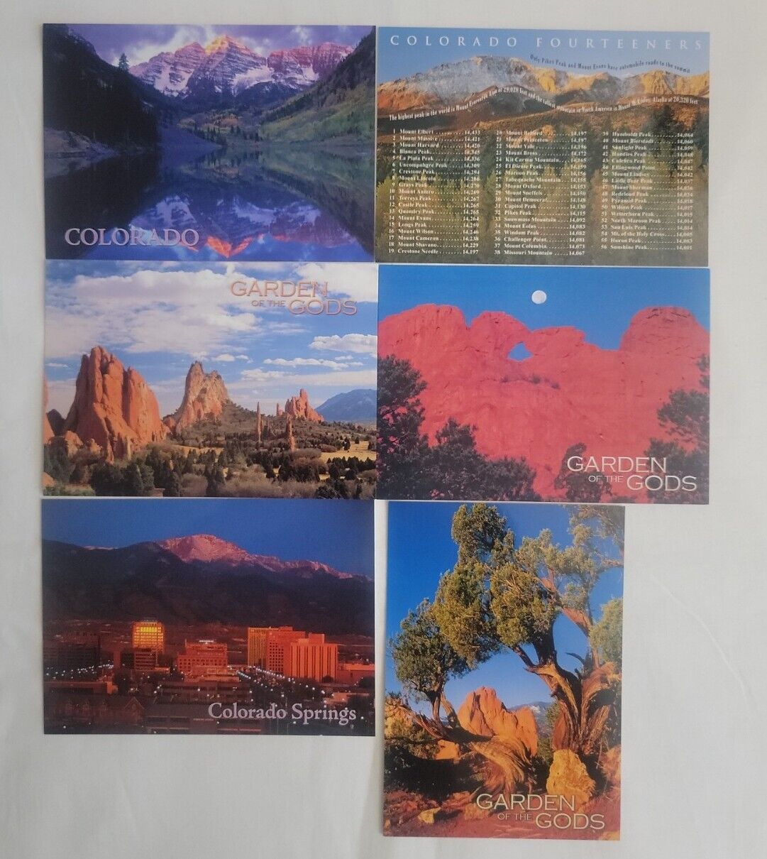 NEW Colorado Postcard Lot of 6 Maroon Bells Mountains Garden of the Gods Springs