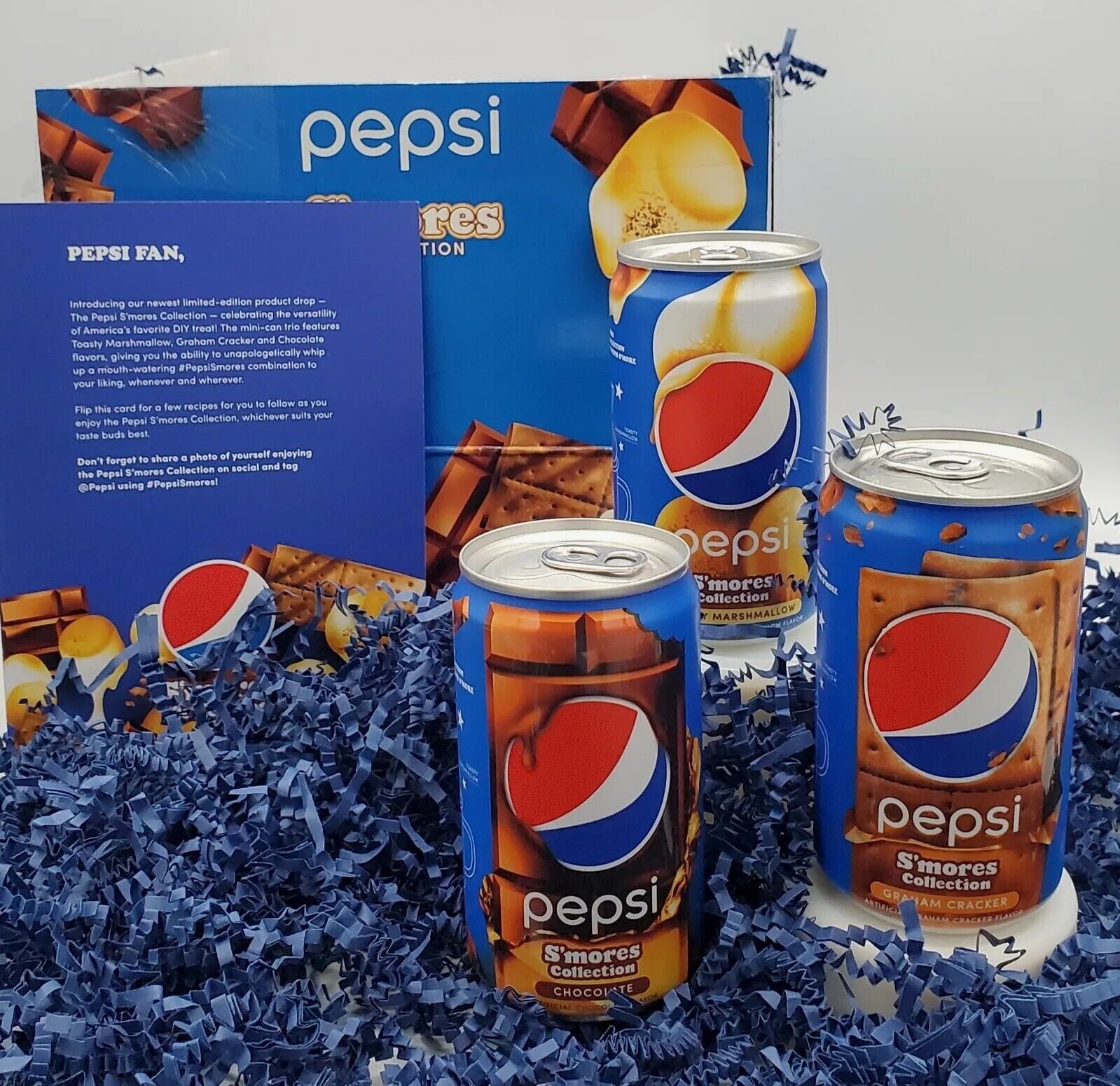 2022 Pepsi Smores Collection Set of 3 Unopened Cans S’mores Soda PepsiCo Promo
